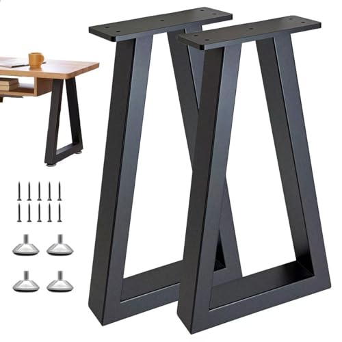 24 Inch Metal Table Legs Black, Industrial DIY Furniture Legs for Desk, Nightstand, Coffee/End/Side Table, Set of 2 - size: 24 '' Trapezoid