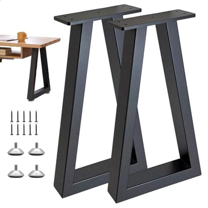 24 Inch Metal Table Legs Black, Industrial DIY Furniture Legs for Desk, Nightstand, Coffee/End/Side Table, Set of 2 - size: 24 '' Trapezoid