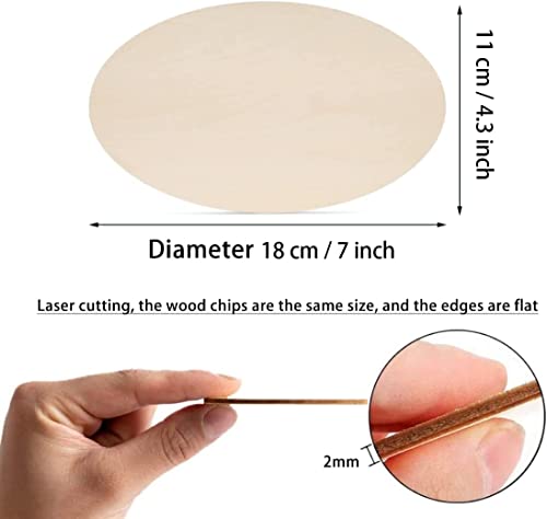 10pcs Oval Craft Wood 7X4.3 Inch Unfinished Wood Crafts,Wood Circles for Crafts, Wooden Oval Cutout,Painting and Wedding Decorations (7 * 4.3 in) - size: 7 x 4.3 inches