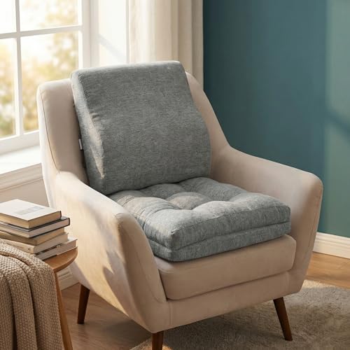 baibu Memory Foam Recliner Cushion with Lumbar Pillow, 18 x 16 x 4 in, Grey - color: Grey, size: 18x16x4 Inch (Pack of 1)