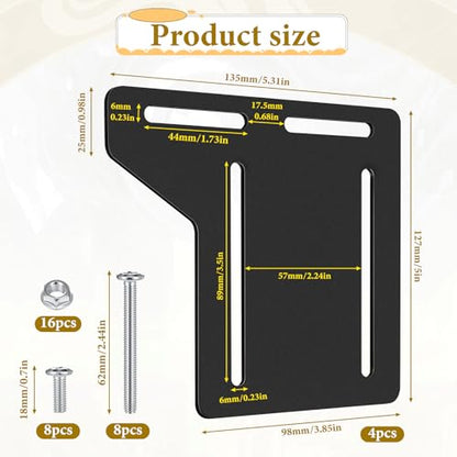 4PCS Bed Frame Brackets, Bed Frame Adapter Brackets, Black