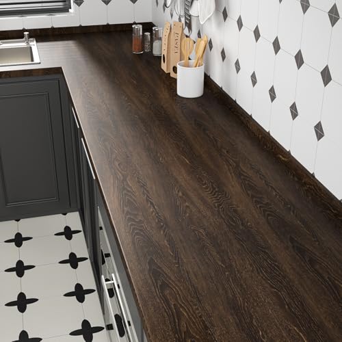 Extra Wide Wood Contact Paper Rustic Brown Wood Grain Wallpaper - size: 32" x 118"