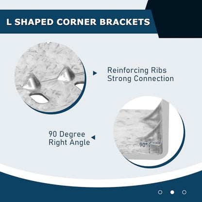 6 Pack Corner Bracket Heavy Duty L Brackets for Wood HDG Angle Brackets Versatile Corner Brace with Reinforing Ribs and Adjustable Sloted Holes, Anti-Rust, 2.8MM Thickness, 3.15x3.15x2in - size: 3.15x3.15x2.0in