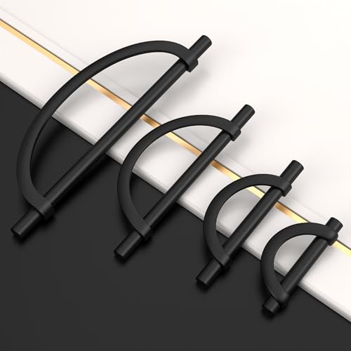 Amerdeco 10 Pack Matte Black Cabinet Pulls 1.26 Inch(32MM) Hole Centers Kitchen Cabinet Handles Hardware Kitchen Handles for Cabinets Cupboard Handles Drawer Pulls - color: Matte Black, size: 1.26"/32MM Hole Center, style: 10 Pack