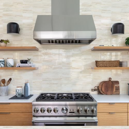 Vamos Tile Fish Scale Peel and Stick Backsplash Tile - color: Glossy Wood Marble Pinkish Grain