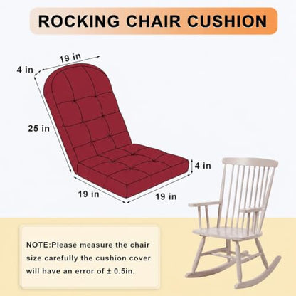 Rocking Chair Cushion - Chenille Fabric, High-Density Sponge, Durable Comfort Non-Slip Bottom Tufted Seat Pads with Ties, Chenille︱Red, 44x19x4 inch - color: Red