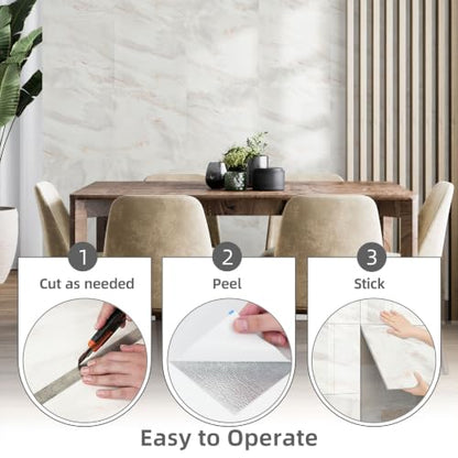 Vieshful 20pcs Peel and Stick Backsplash Tile，12"x12" Self Adhesive Marble Tile for Wall, PVC Waterproof Shower Wall Panels, Back Splash Stick on Tiles for Kitchen Bathroom Living Room - color: White+Yellow