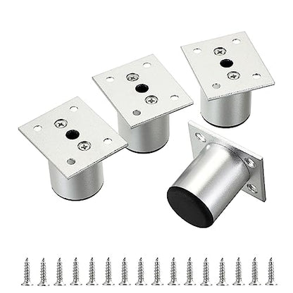 Sumnacon 4PCS Aluminium Alloy Furniture Legs - Round Adjustable Sofa Legs Furniture Cabinet Legs, 2 Inch Funiture Feet for Cabinet Desk Table Chair Sofa Bed, Silver - color: Silver, size: 2 Inch Height