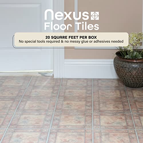 Nexus Self Adhesive 12-Inch Vinyl Floor Tiles, 20 Tiles, 12 x 12 in - color: Spanish Rose, style: Marble look