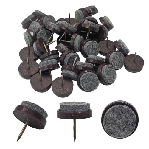 50PCS 20mm Brown Nail-on Felt Furniture Pads, Round Chair Leg Guards - size: 20mm