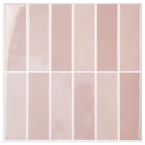 Peel and Stick Tile，New Upgrade Thicker Design Self Adhesive 12" x 12" Large Premium Peel and Stick Backsplash for Kitchen (Cinnamon). - color: Cinnamon