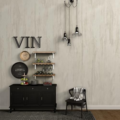 31.5x315in Extra Wide Cream Concrete Wallpaper Peel Stick Milky White Plaster Effect Contact Paper Air Guide Slot Design Matte Thick Self-Adhesive Waterproof Vinyl Wrap Industrial Style Wall Sticker - color: Ivory White, size: 31.5" x 315"