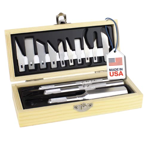 Excel Blades 13-Piece Craft Knife Set, Hobby Knife Handles, Case, USA Kit