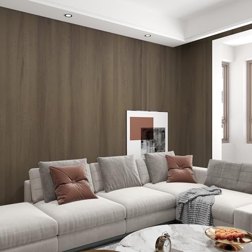 32x315inch Wide Dark Grey Peel and Stick Wallpaper Taupe Walnut Wood Grain Contact Paper for Kitchen Bathroom Cabinet Wrap Matte Thick Removable Vinyl Self Adhesive Wall Paper Waterproof Wall Stickers - color: Taupe, size: 32" x 315"