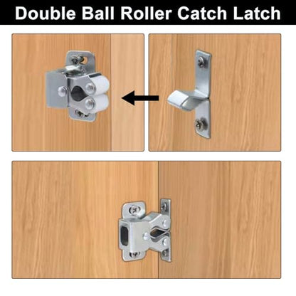 10 Pcs Cabinet Door Catch, Double Post Friction Roller Catch