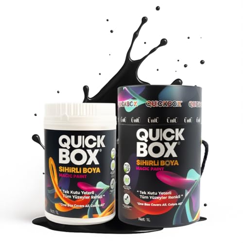 QUICKBOX® Cabinet Paint for Kitchen Cabinets & Furniture, Paint and Primer in One, No Sanding Required, Water-Based, Silk Matte Finish, Low VOC, 33.8 Fl Oz (1 Liter) (Jet Black) - color: Jet Black