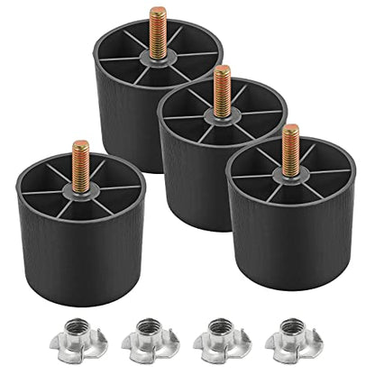 4pcs Plastic Furniture Legs 2" with T-Nuts, M8-1.25 Thread Bolt - size: 2 Inch, M8-1.25 Metric Thread Bolts