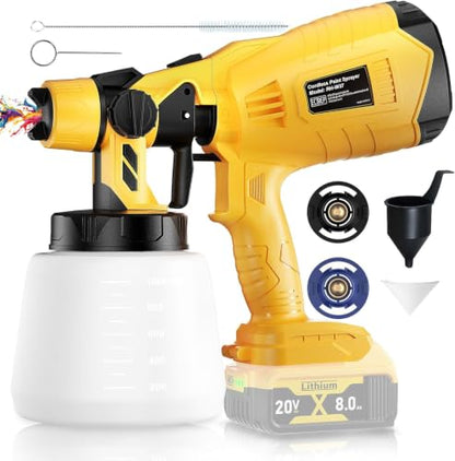 Cordless Paint Sprayer for Dewalt 20V Battery(Battery Not Included),1000ml/min High Flow(2.5mm Nozzle),Electric Spray Paint Gun for House Painting,Furniture refinishing, and Garden Fence-Tool ONLY