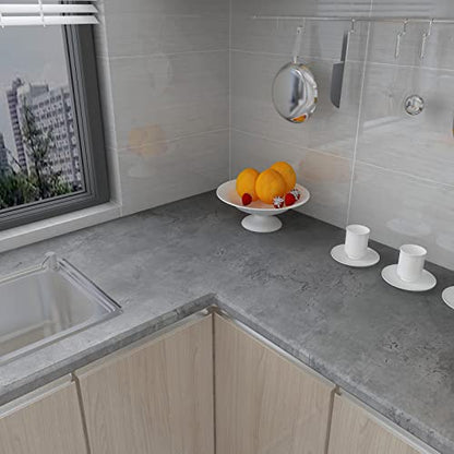 Dark Concrete Wallpaper Peel and Stick Gray Concrete Cement Contact Paper 16x118 inch Matte Thick Texture Wall Paper Removable Self-Adhesive Vinyl Wrap for Kitchen Bedroom Bathroom Wall Covers - color: Dark Gray, size: 16" x 118"