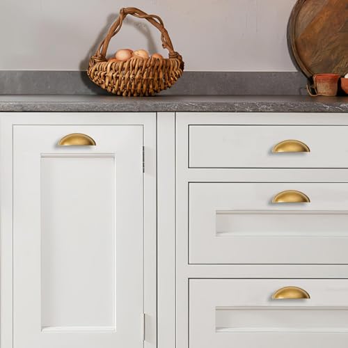 2 Pack 2-1/2" Drawer Pulls Antique Brass Cabinet Cup Pulls Kitchen Hardware Cabinet Handles Drawer Handles Knobs 2-1/2 inch (64mm) Center to Center - color: Antique Brass, size: 2-1/2 inch Hole Center, style: 2 Pack