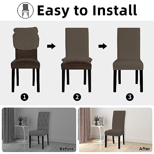 Easy-Going Stretch Dining Room Chair Slipcovers Set of 4, Taupe - color: Taupe