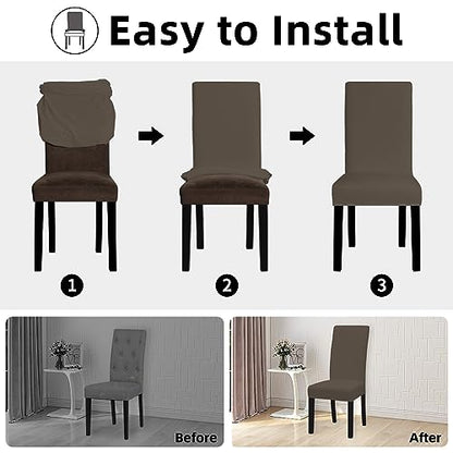 Easy-Going Stretch Dining Room Chair Slipcovers Set of 4, Taupe - color: Taupe