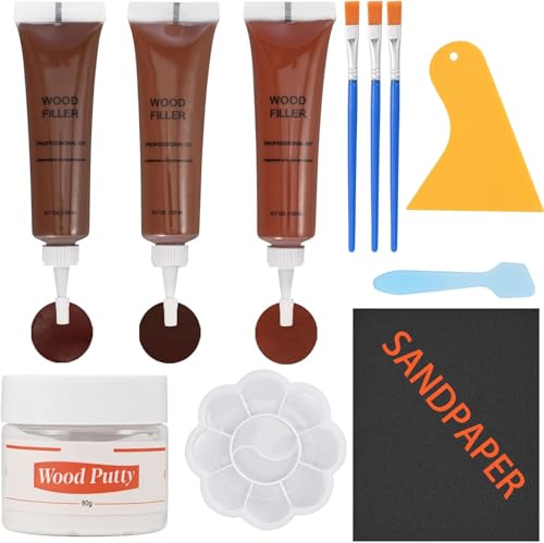 Wood Furniture Repair Kit 3 Colors, Wood Filler for Floors & Cabinets