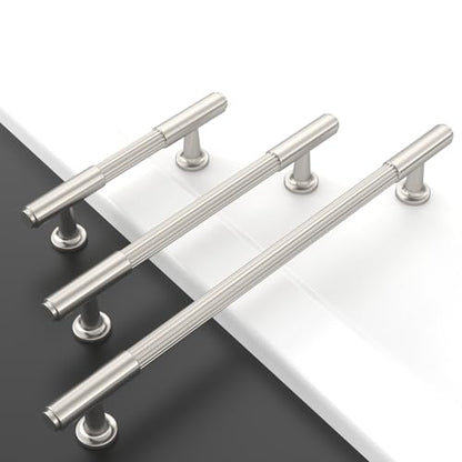 Brushed Satin Nickel Cabinet Handles Kitchen Pulls 7.5 Inch 10 Pack - color: Brushed Satin Nickel, size: 7.5" Hole Center