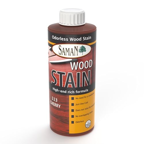 SamaN Interior Water Based Wood Stain - Natural Stain for Furniture, Moldings, Wood Paneling, Cabinets (Cherry TEW-113-12, 12 oz) - color: Cherry, size: 12 oz