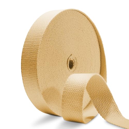 Cotton Webbing 1 Inch 12 Yards Khaki Cotton Webbing Straps for Bags Handles, 1 Inch Weave Webbing for Cloth Tote Bag Straps Making,Cloth Belt, DIY Crafts Decoration - color: Khaki 12Yards, size: 1 inch