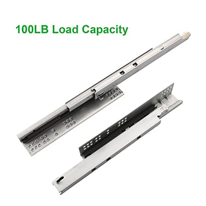 Undermount Soft Close Drawer Slides,6 Pair 20 Inch 100lb Load Capacity Bottom Mount Concealed Ball Bearing Full Extension Rails with Adjustable Locking Devices - size: 20 Inch