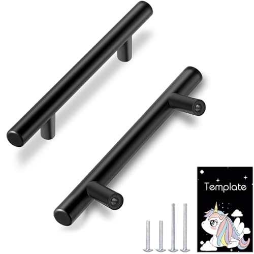 HBL' 30 Pack | 3 Inch Center to Center Matte Black Cabinet Pulls Kitchen Cabinet Handles,Made of Stainless Steel,Ideal for Cabinet,Drawer,Cupboard and Wardrobe. - color: Black, size: 5-Inch Length (3-Inch Hole Center)