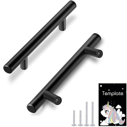 HBL' 30 Pack | 3 Inch Center to Center Matte Black Cabinet Pulls Kitchen Cabinet Handles,Made of Stainless Steel,Ideal for Cabinet,Drawer,Cupboard and Wardrobe. - color: Black, size: 5-Inch Length (3-Inch Hole Center)