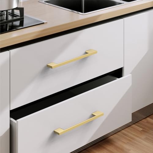 9BUILD 10 Pack Brushed Gold Cabinet Pulls 3.75 Inch Gold Kitchen Cabinet Handles, Cabinet Hardware for Cupboard Drawer Pulls - color: Brushed Gold, size: 3.75"/96MM Hole Center, style: 10 Pack