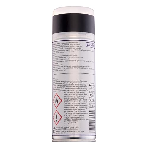 Bartoline Chalkboard Spray Paint, Black, 13.5 oz [3 Pack] - Matt Finish Writable & Wipeable Multi-Surface Coating for Wood, Metal & Plastic Fast-Drying for Home, Office, Classroom & Retail - 400 ml - size: 13.5 Ounce (Pack of 3)
