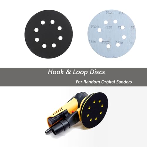 50 Pcs 5 Inch 8 Hole 320 Grit Wet and Dry Sanding Discs, Round Hook and Loop Disc Sandpaper for Random Orbital Sanders - style: 320 Grit