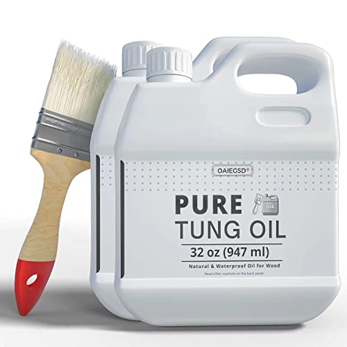 64oz 100% Pure Tung Oil with Brush, Food Safe Waterproof Low Odor - size: 64 Fl Oz