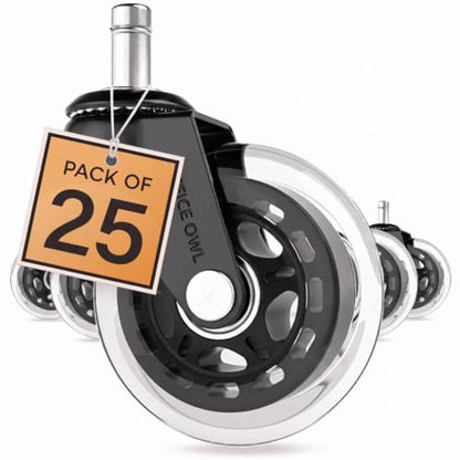 25 Pack Office Chair Wheels, Universal Replacement Casters for Desk Chairs - style: Clear - 25 Pack