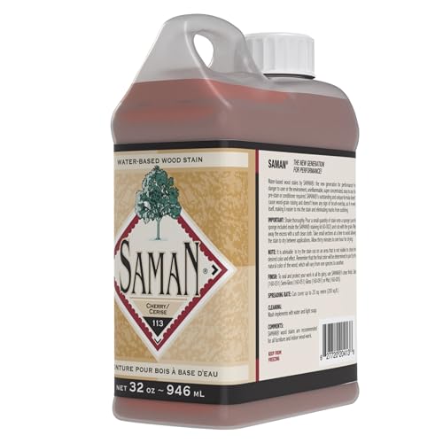 SamaN Interior Water Based Wood Stain - Natural Stain for Furniture, Moldings, Wood Paneling & Cabinets (Cherry TEW-113-32, 32 oz) - color: Cherry, size: 1 Quart
