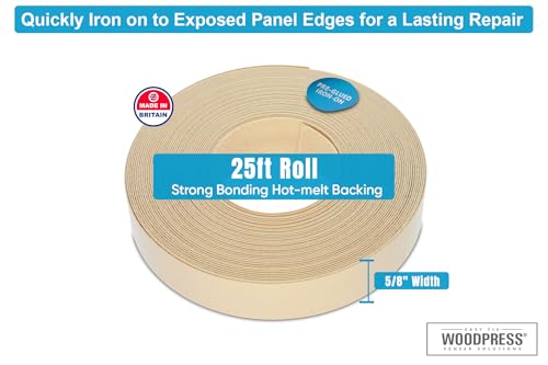 5/8" Beige Cream Pre-Glued Melamine Edge Banding, 25 ft - size: Width: 5/8"