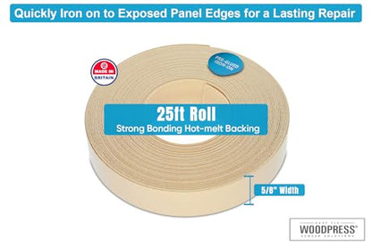 5/8" Beige Cream Pre-Glued Melamine Edge Banding, 25 ft - size: Width: 5/8"