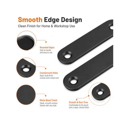 Flat Mending Plates, 24 Pack Straight Brace Brackets with Screws
