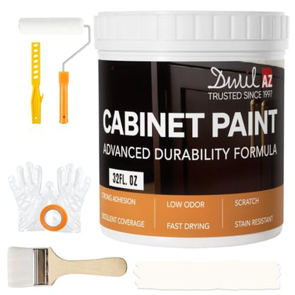 DWIL Cabinet Paint, Water Based Kitchen Cabinet Paint, Furniture Paint, Wood Paint, Low Odor, Fast Drying, Semi-Gloss, 32oz Vanilla White - color: Vanilla White, size: 32 Fl Oz (Pack of 1)