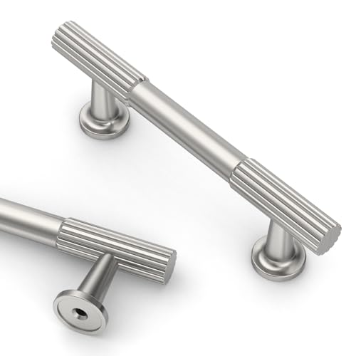 Asidrama 10 Pack 3 inch Brushed Satin Nickel Kitchen Cabinet Handles - color: Brushed Satin Nickel, size: 3" Hole Center