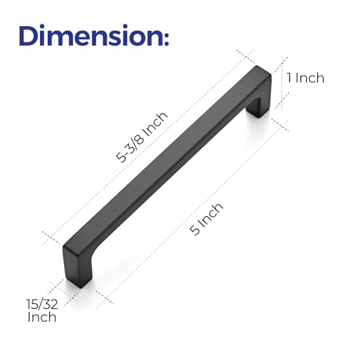 Ravinte Matte Black Square & Solid Cabinet Handles,5 Inch,30 Pack - size: 5 Inch Hole Center