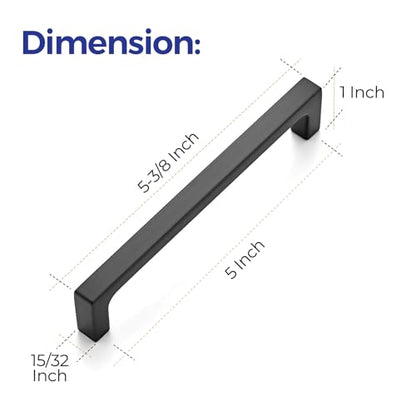 Ravinte Matte Black Square & Solid Cabinet Handles,5 Inch,30 Pack - size: 5 Inch Hole Center