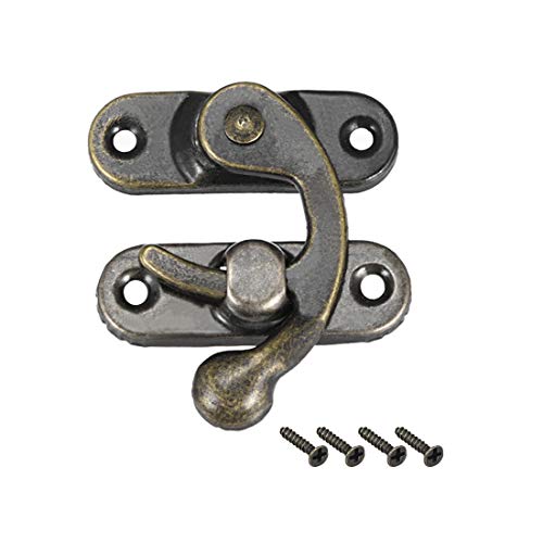 uxcell Antique Vintage Lock Clasp Right Latch Hook Hasp 42mm x 37mm Swing Arm Latch Plated Bronze, 10 pcs w Screws - color: Bronze Tone