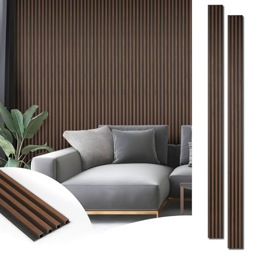 Art3d 96 x 6 Inch 3D Fluted Wood Textured Slat Wall Panel, 8-Pack, Walnut - color: WPC Walnut, size: 96*6