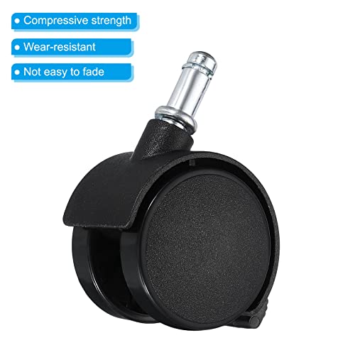 PATIKIL 1.5 Inch Swivel Casters, 6 Pack Nylon 360 Degree Universal Circlip Swivel Stem Wheels with Brake for Chair Furniture Replacement, Black