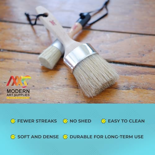 Chalk and Wax Paint Brushes, 4 Piece Set for Furniture, Natural Bristles